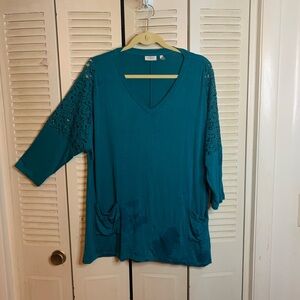 LOGO by Lori Goldstein Deep Teal Long Sleeve Top